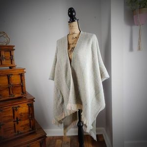 Open-Front Pastel Striped Poncho Cape